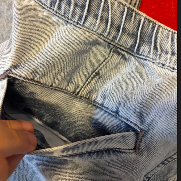 Zara light blue belted denim loose relaxed jeans pants made in Europe NWT - Picture 11 of 11